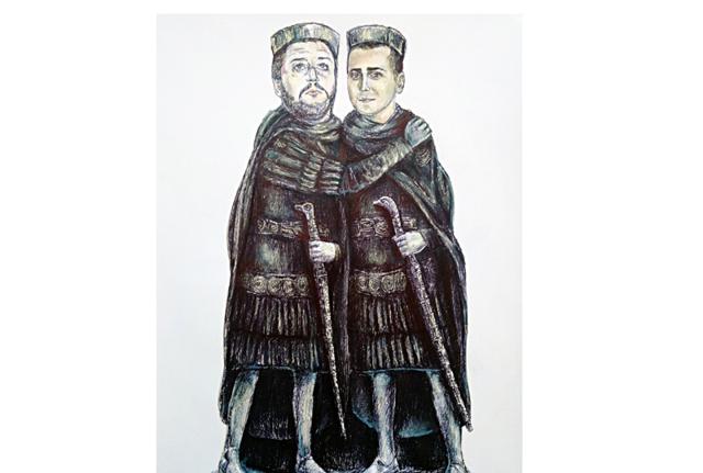 "Diarchia: fraternitas tra i Cesari e gli Augusti ~ l'abbraccio tra Matteo Salvini e Luigi Di Maio", Illustrazione dell'artista Giovanni Guida, esposta al PAN Palazzo delle Arti Napoli dal 1° al 19 Maggio 2019. L'opera prende spunto dal celebre "Monumento ai Tetrarchi", un doppio gruppo statuario in porfido collocato in piazza San Marco a Venezia. Simboleggia il rapporto di reciproca convenienza tra la Lega Nord ed il Movimento 5 Stelle.