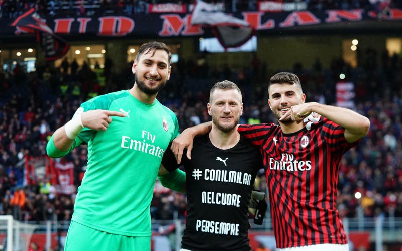Abate, Donnarumma e Cutrone (foto Lapresse) Abate, Donnarumma e Cutrone (foto Lapresse)