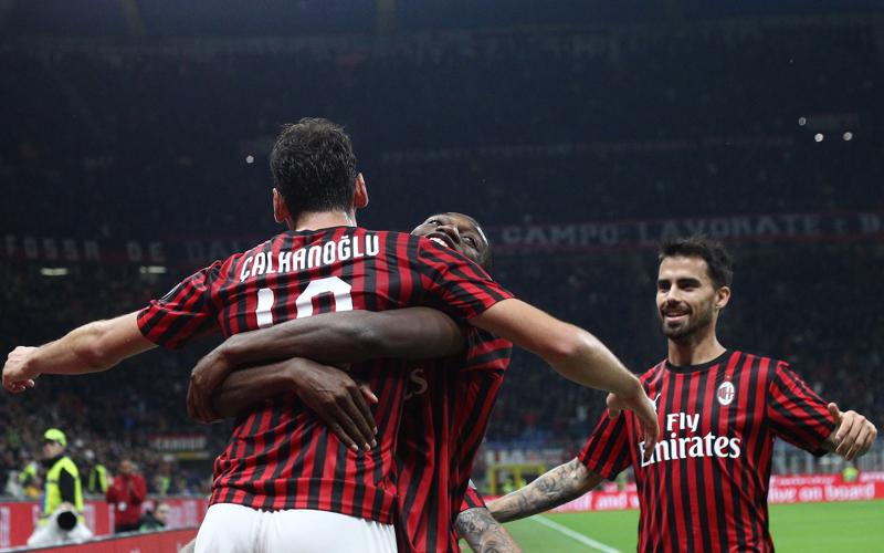Calhanoglu, Suso e Leao (Lapresse) Calhanoglu, Suso e Leao (Lapresse)