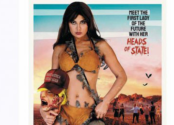 Cannes, nel poster di un film sci-fi Trump decapitato e Melania in Bikini