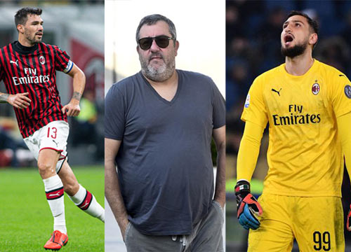 Romagnoli-Raiola-Donnarumma (Lapresse) Romagnoli-Raiola-Donnarumma (Lapresse)
