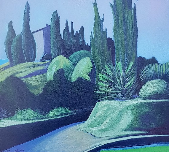 Sarzana   paesaggio con cipressi 1991