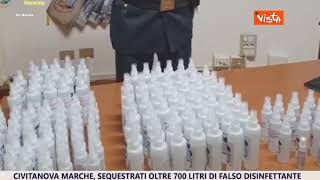 Sequestrati 700 litri di disinfettante per le mani falso nelle Marche
