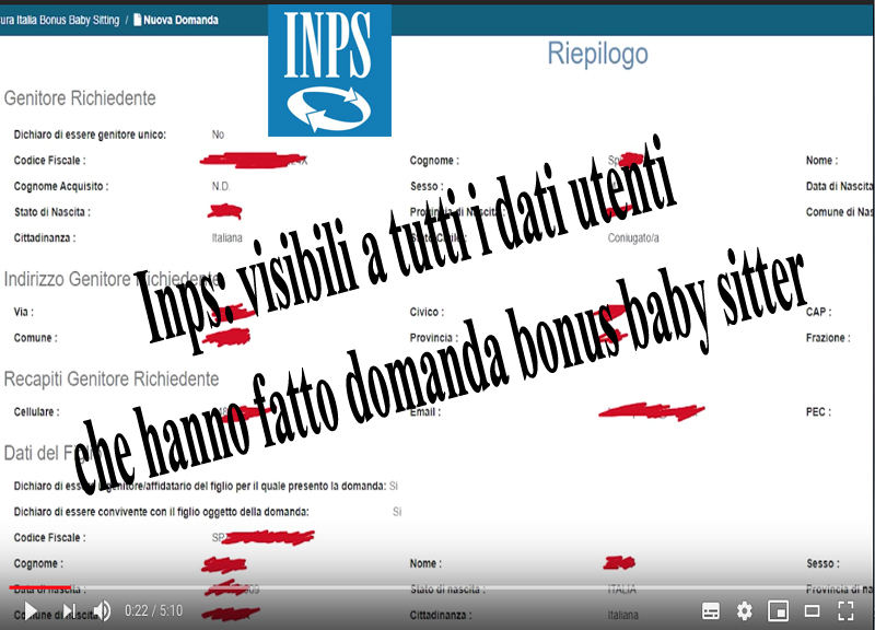 Inps violenzaione dati utenti