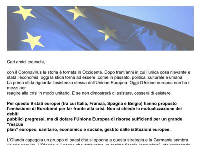 pagina giornale tedesco Calenda