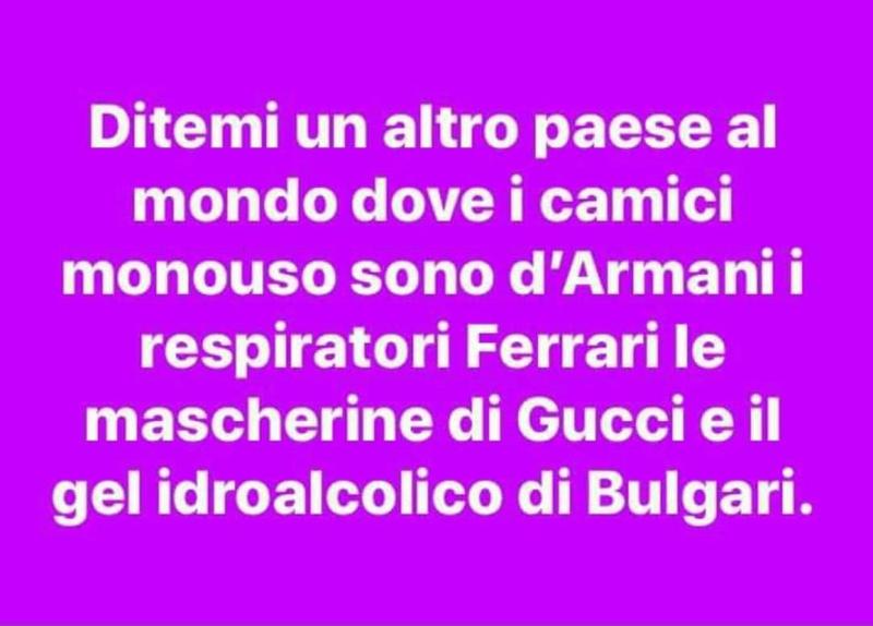 Virus Vissuto Con Ironia Ma Chi Ce L Ha I Camici Armani E Mascherine Gucci Affaritaliani It