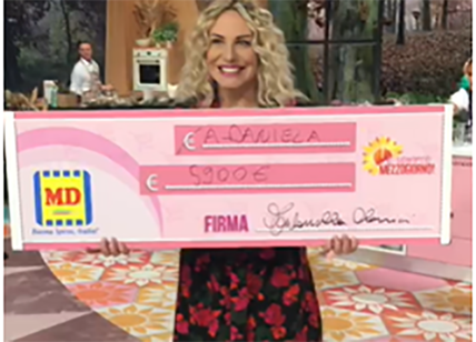 Vincita record oggi a "E' sempre mezzogiorno": un assegno rosa da 5.900 euro