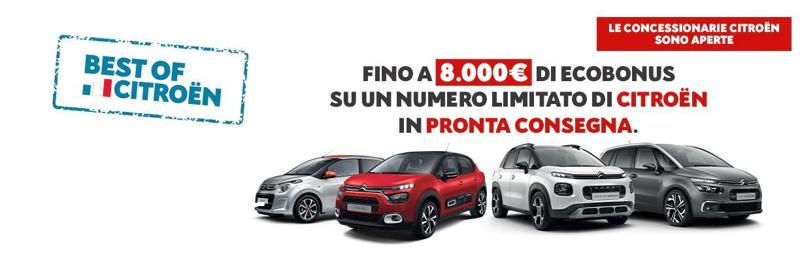 BEST OF CITROËN  FINO A 8.000 EURO DI ECOBONUS SU UN NUMERO LIMITATO DI CITROËN IN PRONTA CONSEGNA