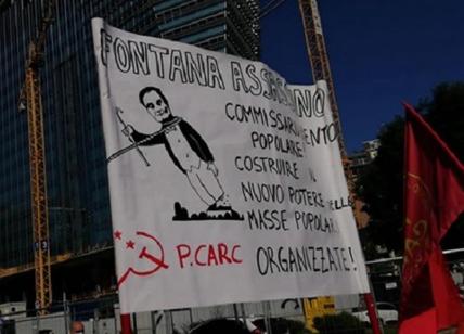 Carc protestano sotto al Pirellone: cartelli e volantini "Fontana assassino"