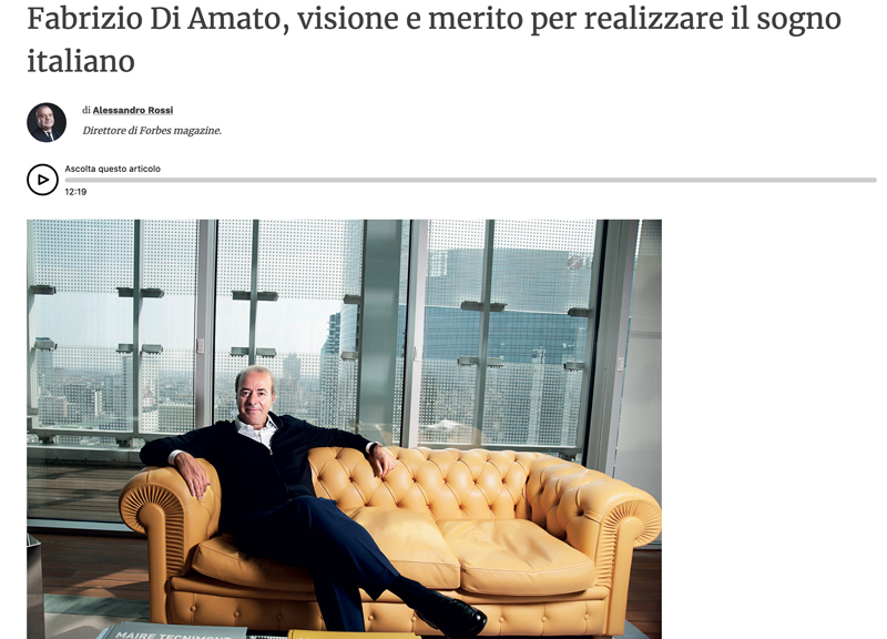 L'intervista a Di amato su Forbes L'intervista a Di amato su Forbes