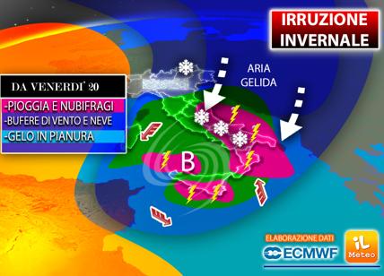Previsioni meteo: da venerdì si piomba in pieno inverno con freddo e maltempo