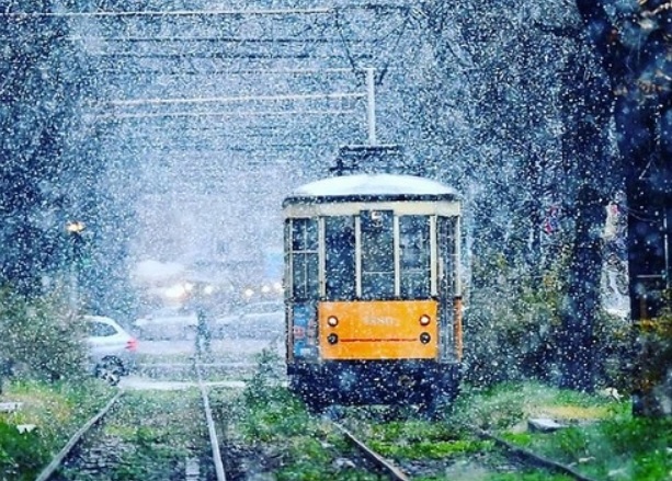 Neve a Milano (foto dalla pagina Instagram di Beppe Sala) Neve a Milano (foto dalla pagina Instagram di Beppe Sala)