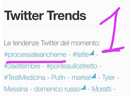 #processateancheme è primo nelle tendenze Twitter