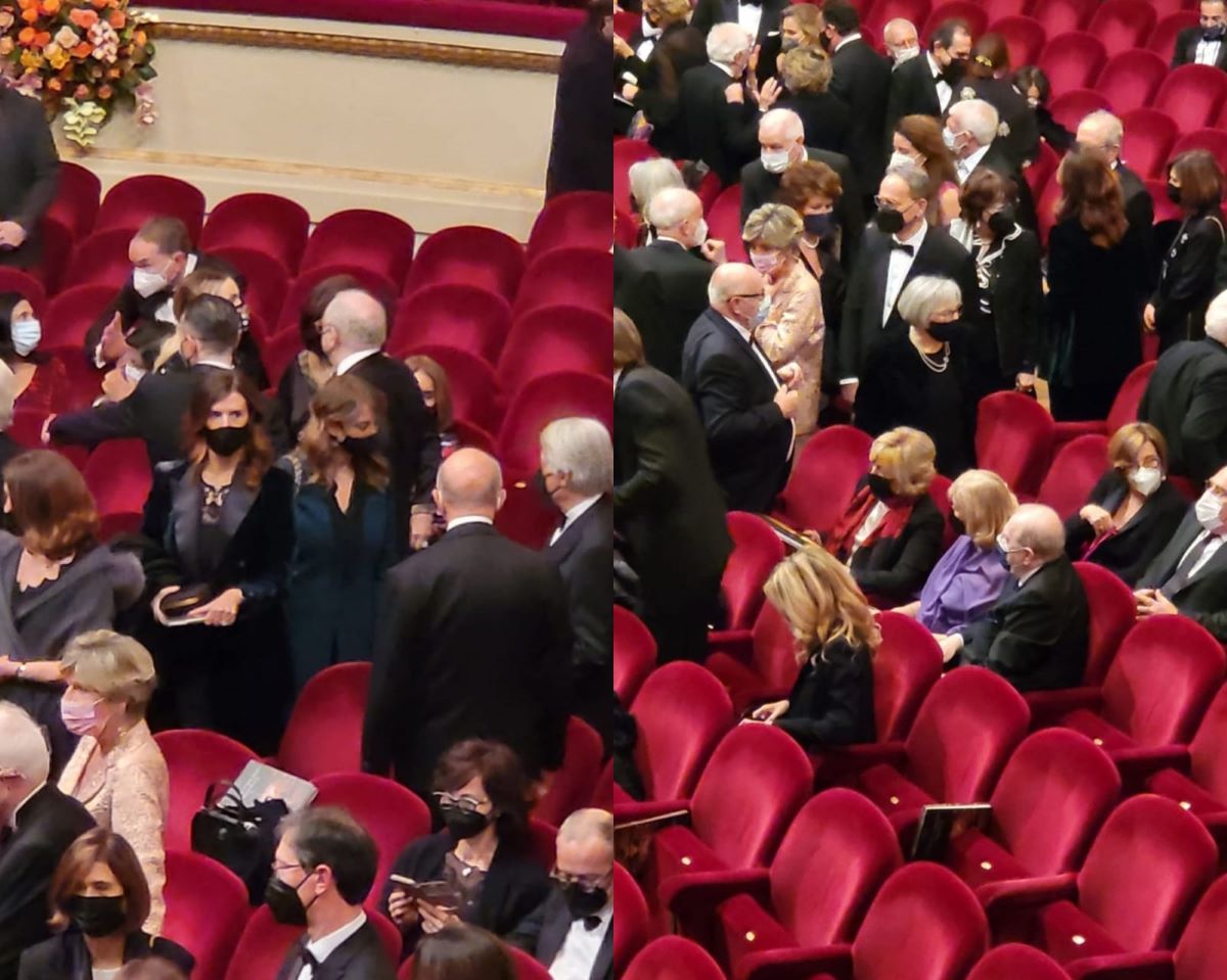 De Bortoli solitario in platea e l'ex procuratore Greco con la consorte De Bortoli solitario in platea e l'ex procuratore Greco con la consorte