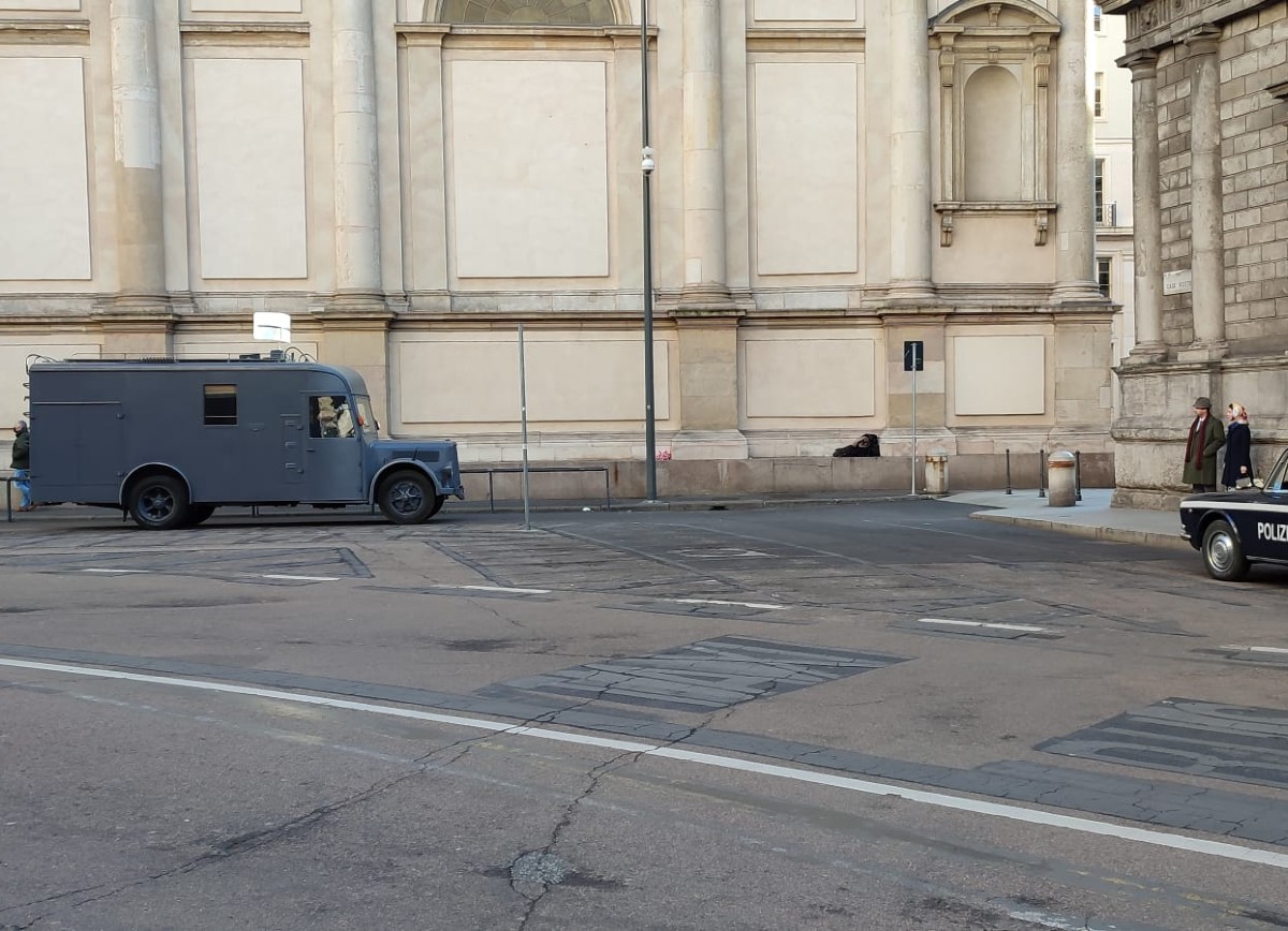 Le riprese a Milano del secondo capitolo di Diabolik(Foto Mianews)