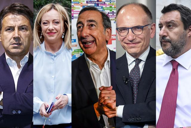 Giuseppe Sala Enricco Letta Matteo Salvini Giorgia Meloni Giuseppe Conte Lapresse Giuseppe Sala Enricco Letta Matteo Salvini Giorgia Meloni Giuseppe Conte Lapresse