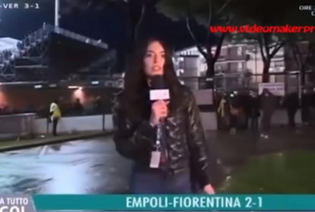 Greta Beccaglia all'uscita dallo stadio dopo Empoli-Fiorentina Greta Beccaglia all'uscita dallo stadio dopo Empoli-Fiorentina