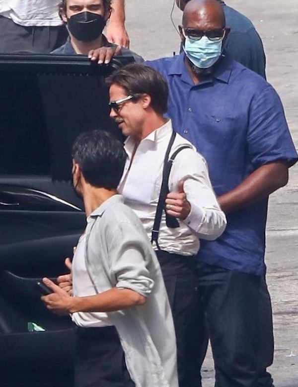 Los Angeles,le prime foto di  Brad Pitt sul set del nuovo  film 'Babylon'