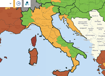 Covid-19, mappa Ue zone a rischio: due Regioni italiane in zona rossa