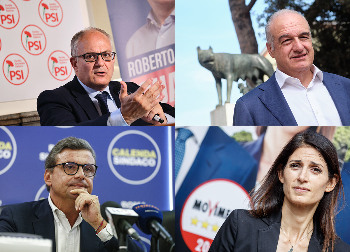 Enrico Michetti Roberto Gualtieri Virginia Raggi Carlo Calenda Lapresse Enrico Michetti Roberto Gualtieri Virginia Raggi Carlo Calenda Lapresse