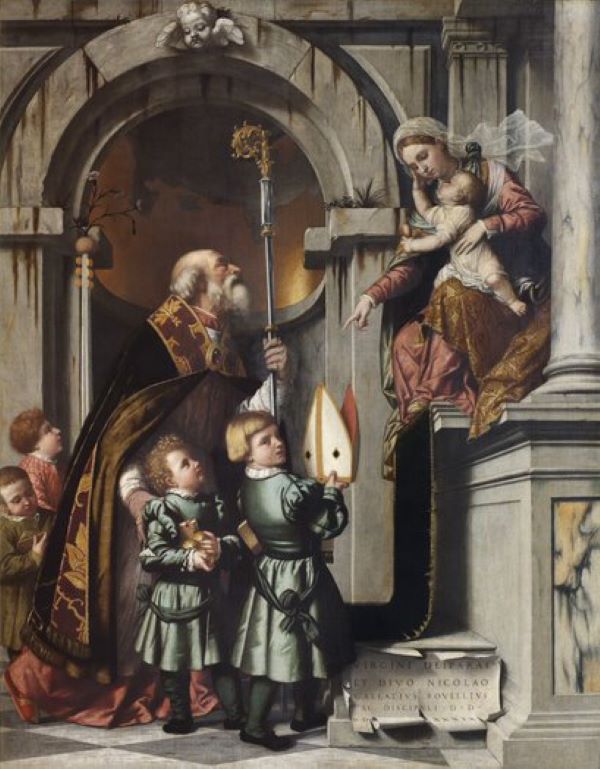 Moretto, San Nicola di Bari presenta gli allievi, 1539 Moretto, San Nicola di Bari presenta gli allievi, 1539