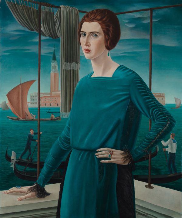Oppi Ritratto della Moglie con sfondo Venezia, 1921 Oppi Ritratto della Moglie con sfondo Venezia, 1921