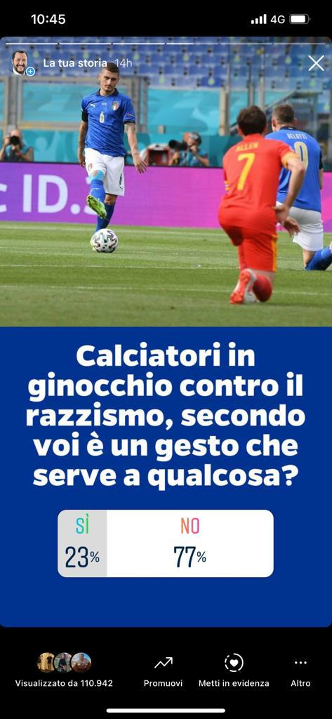 salvini sondaggio razzismo calciatori