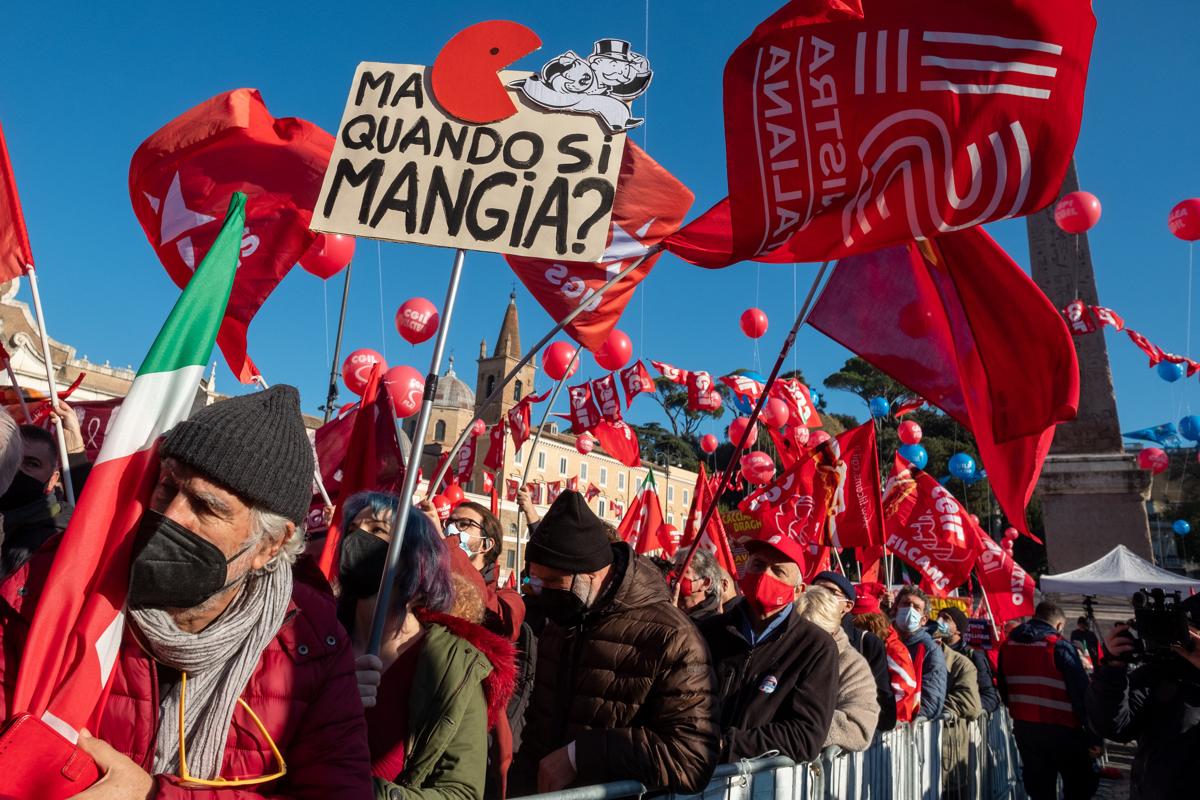 Sciopero generale sindacati Cgil Uil contro manovra governo draghi roma