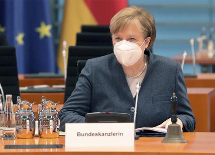 Germania, Angela Merkel alla riunione settimanale di gabinetto alla cancelleria di Berlino