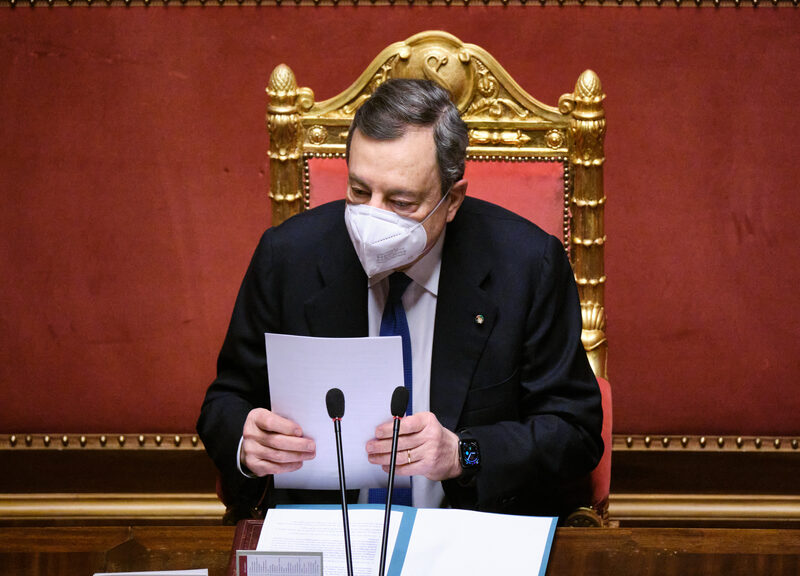 (fonte Lapresse ) Mario Draghi Senato (fonte Lapresse ) Mario Draghi Senato
