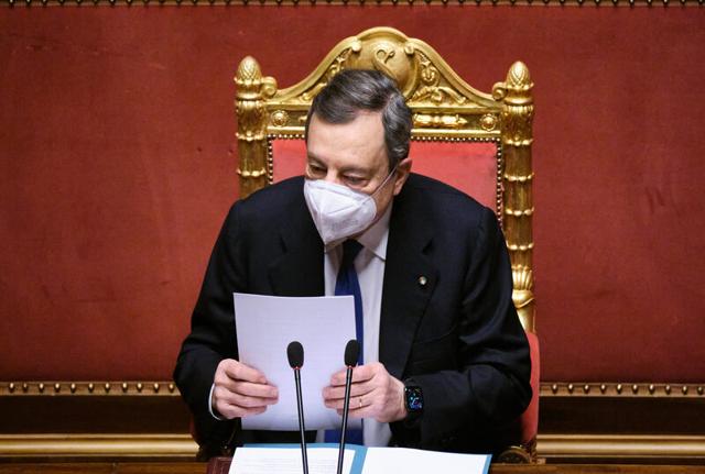 (fonte Lapresse ) Mario Draghi Senato