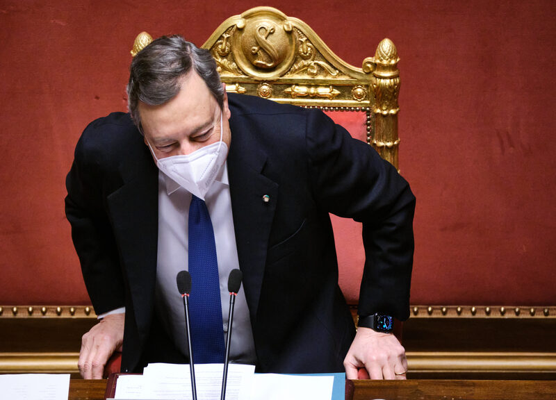 (fonte Lapresse ) Mario Draghi Senato (fonte Lapresse ) Mario Draghi Senato
