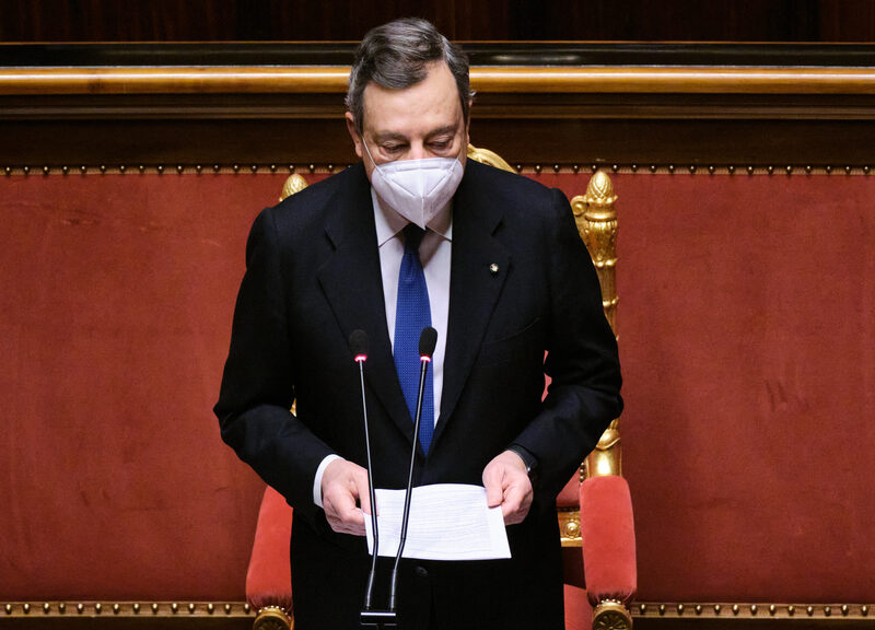 Mario Draghi Senato (fonte Lapresse ) Mario Draghi Senato (fonte Lapresse )