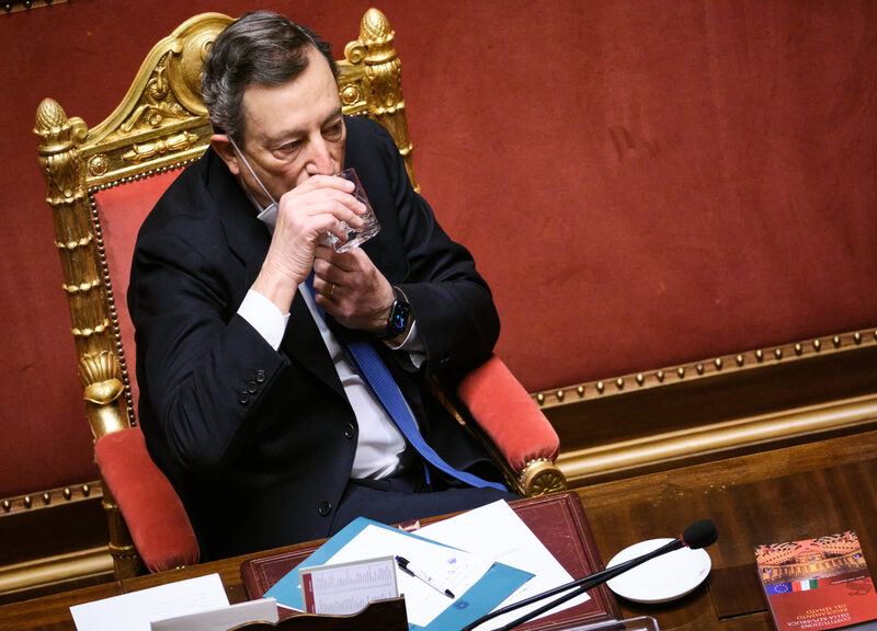 Mario Draghi Senato (fonte Lapresse ) Mario Draghi Senato (fonte Lapresse )