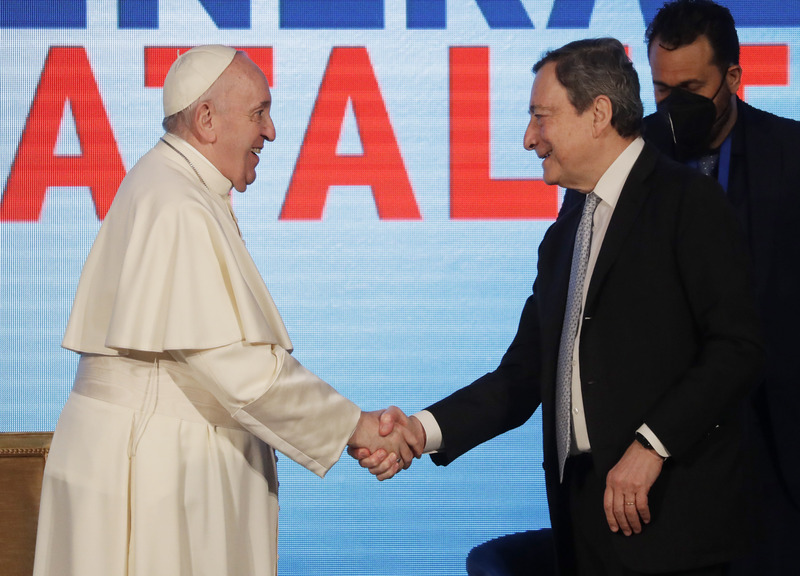 Papa Francesco e Mario Draghi Lapresse Papa Francesco e Mario Draghi Lapresse