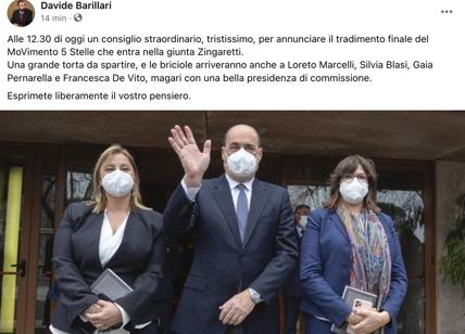 Esplosione 5 Stelle, Barillari: “Con Lombardi in Giunta Pd tradimento finale"