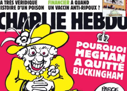 Regina Elisabetta soffoca Meghan Markle come Floyd: provocazione Charlie Hebdo