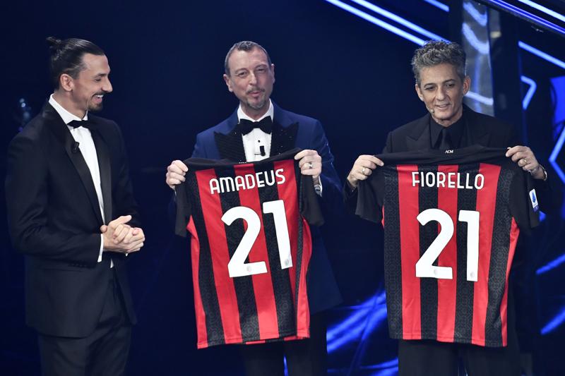 Fiorello, Zlatan Ibrahimovic, Amadeus (Lapresse) Fiorello, Zlatan Ibrahimovic, Amadeus (Lapresse)
