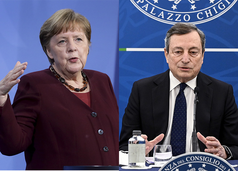 Angela Merkel Mario Draghi (fonte Lapresse )