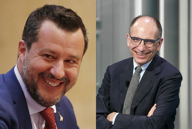 Matteo Salvini Enrico Letta Lapresse Matteo Salvini Enrico Letta Lapresse