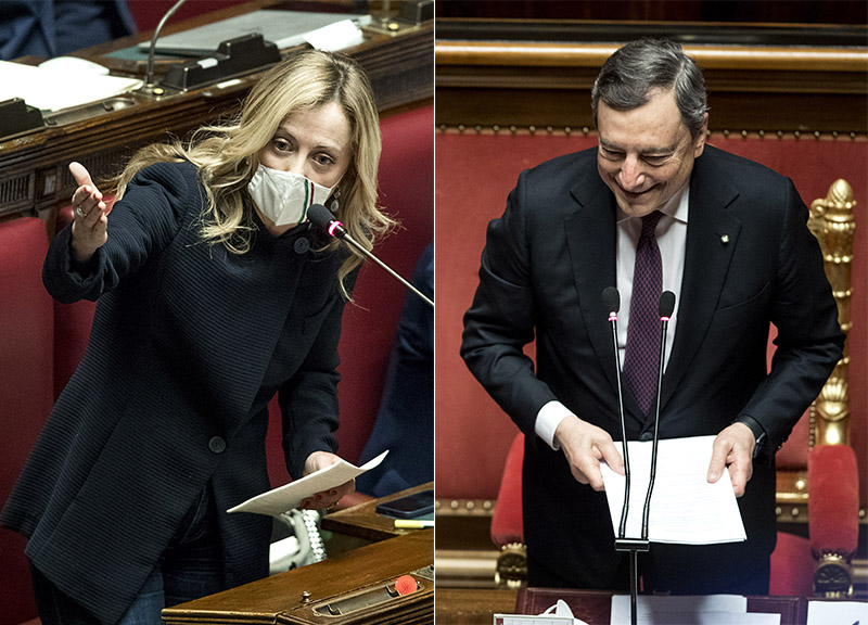 Giorgia Meloni Mario Draghi Lapresse Giorgia Meloni Mario Draghi Lapresse