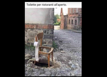 Covid vissuto con ironia: ristoranti senza toilette interne? Ecco la soluzione