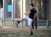 Antonio Spinalbese compagno di Belen Rodriguez e il piccolo Santiago al parco