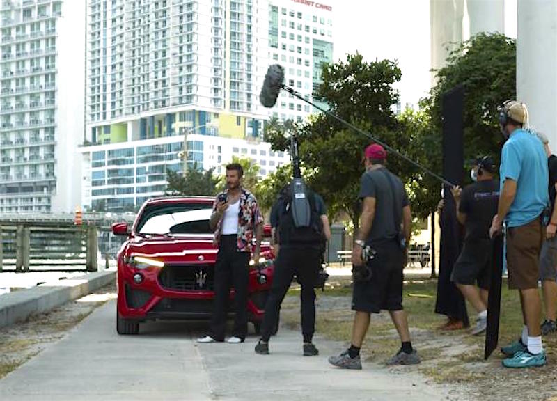 Dietro le quinte del nuovo spot della Maserati, David Beckham in stile Miami Vice