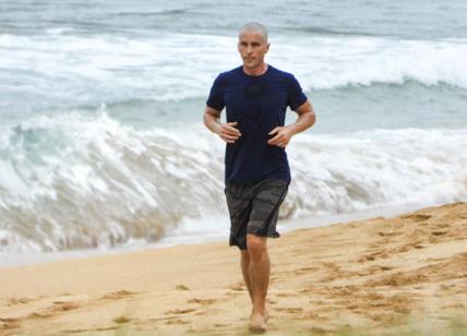Sidney,l'attore premio oscar,Christian Bale,mentre fa jogging a Whale Beach
