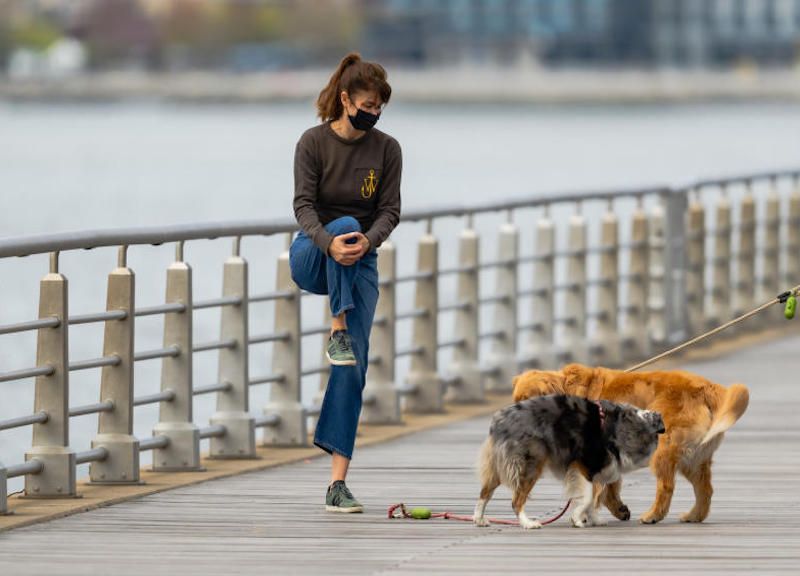 New York, Helena Christensen a passeggio con il suo cane New York, Helena Christensen a passeggio con il suo cane