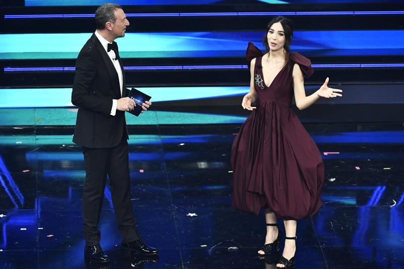 Matilda De Angelis e Amadeus - Sanremo 2021 (Lapresse)