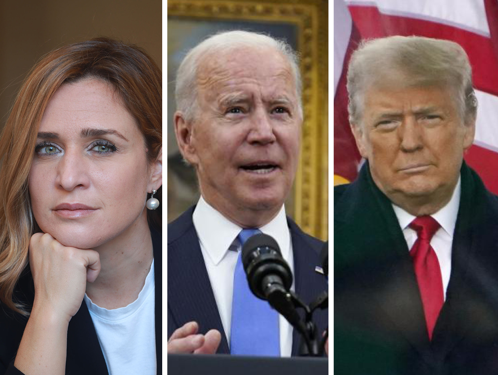Giovanna Pancheri, Joe Biden e Donald Trump (credit: Giliola Chistà/Lapresse)