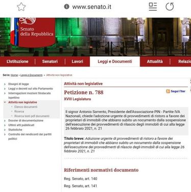 Ristori ai proprietari di immobili: nuova petizione di PIN in Parlamento