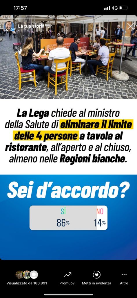 salvini sondaggio instagram